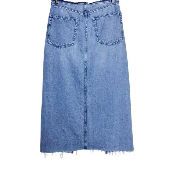 Rag & Bone Clara Denim Midi Skirt Raw Hem - Picture 3 of 6